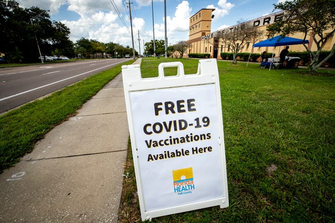 Covid-19 vaccination event during a Polk County Health Department hold pop-up vaccine clinic held in the Vistor locker room at Bryant Stadium in Lakeland Fl. Tuesday August 17 2021.  ERNST PETERS/ THE LEDGER