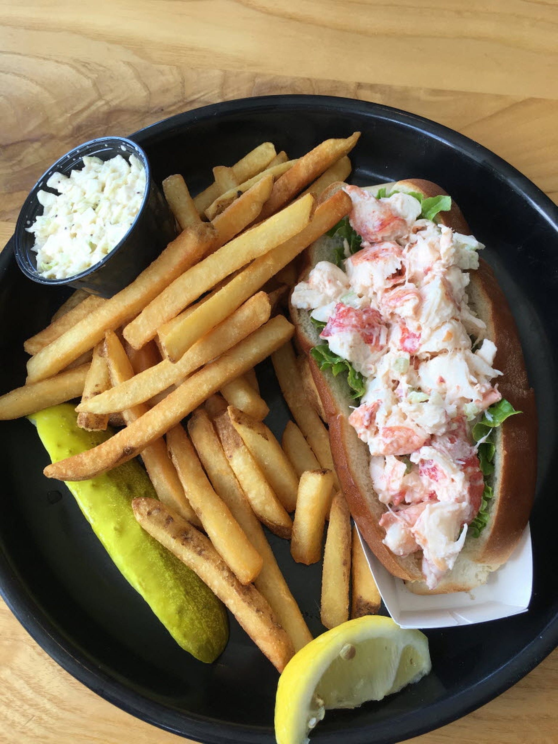 Anthony's Seafood in Middletown serves up nearly a half-pound of hand-picked meat with a little peppered mayonnaise and chopped celery. A leaf of lettuce placed between the bun and the lobster helps prevent sogginess.