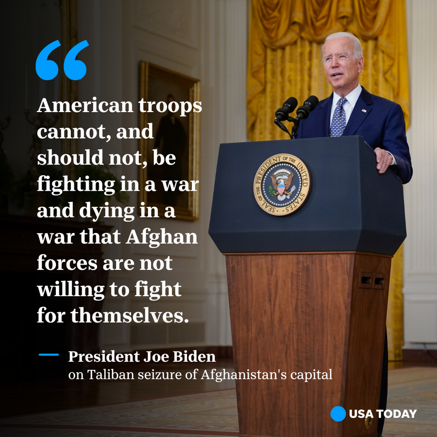 President Joe Biden speaks about the fall of Afghanistan from the East Room of the White House on Monday, August, 17, 2021.