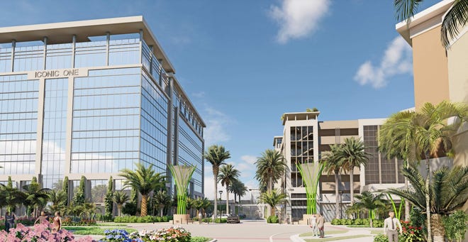 Office building, left, and garage, right, planned as part of Dan Catalfumo's PGA Station project in Palm Beach Gardens. Photo provided by Catalfumo Companies.