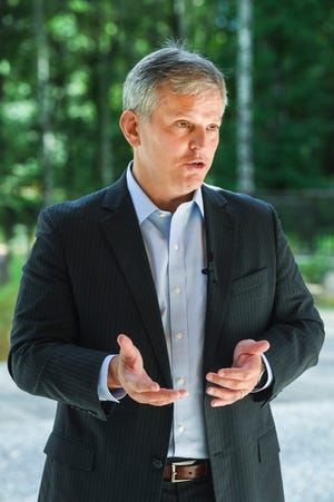 North Carolina Attorney General Josh Stein is seen here in Asheville Aug. 18, 2021. He weighed in on the lawsuit filed Aug. 10 by local residents against HCA-owned Mission Hospital, alleging the hospital has used its monopoly power in Western North Carolina to charge exorbitant prices while quality of care has declined.