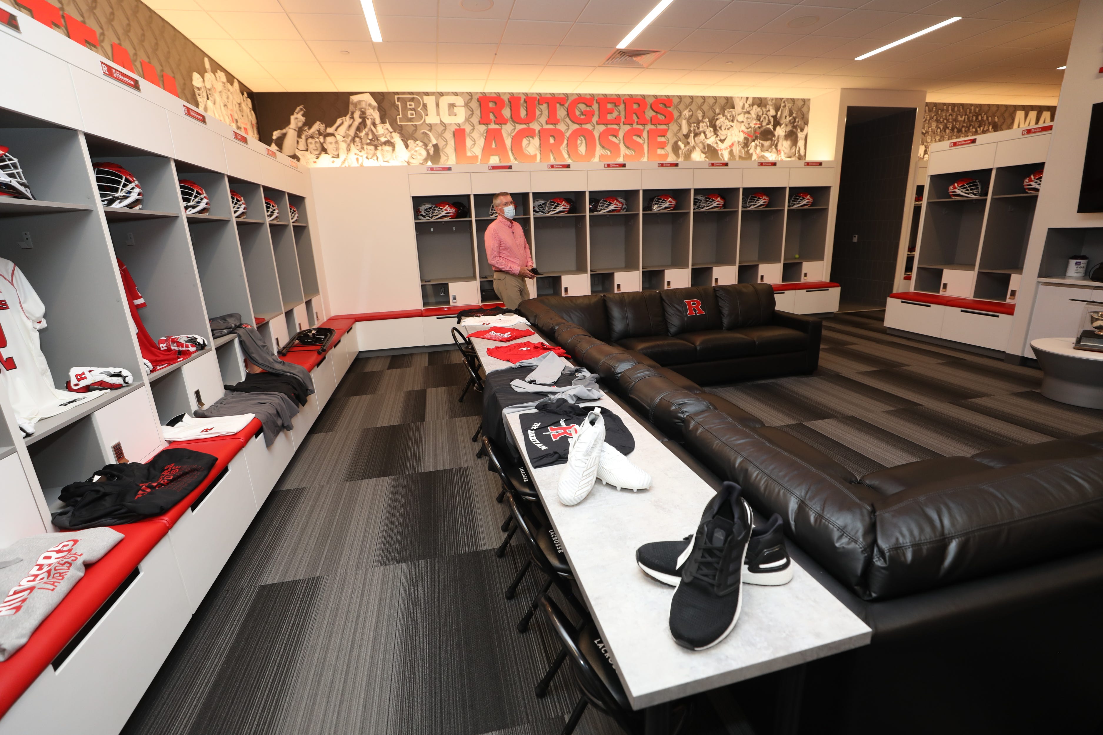 Rutgers Athletic Director, Pat Hobbs in the lacrosse locker room at the Gary and Barbara Rodkin Academic Success Center, part of the multiple new and upgraded athletic facilities on the campus of Rutgers University as seen at their Piscataway campus on August 5, 2021.