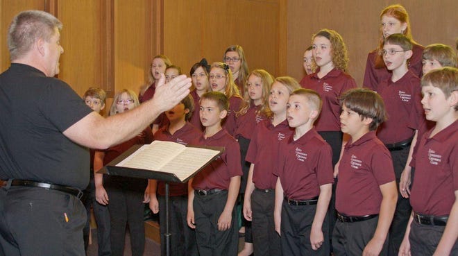 The Rolla Community Children’s Choir, which is made up of singers from ages 9 to 16, shown rehearsing from a prior year before the COVID-19 pandemic.