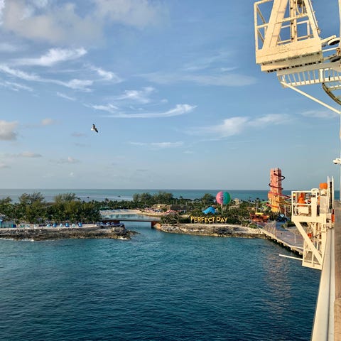 Balcony view of Royal Caribbean's private island, 