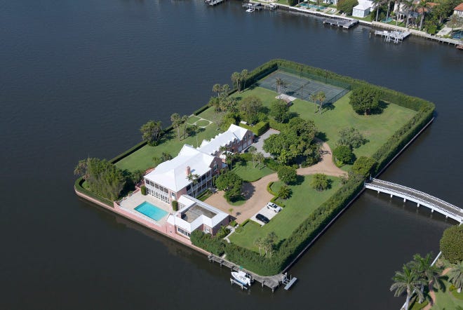 The British Colonial-style house at 10 Tarpon Way was built in 1939 on Tarpon Island, which measures 2.27 acres in the Intracoastal Waterway off Palm Beach. The home will be partially demolished as part of renovation plans presented to the Landmarks Preservation Commission on Aug. 18.