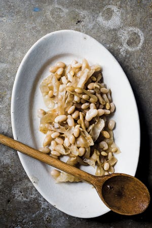 The pods of shuck beans, or leather britches, become silky-smooth after slow cooking.
