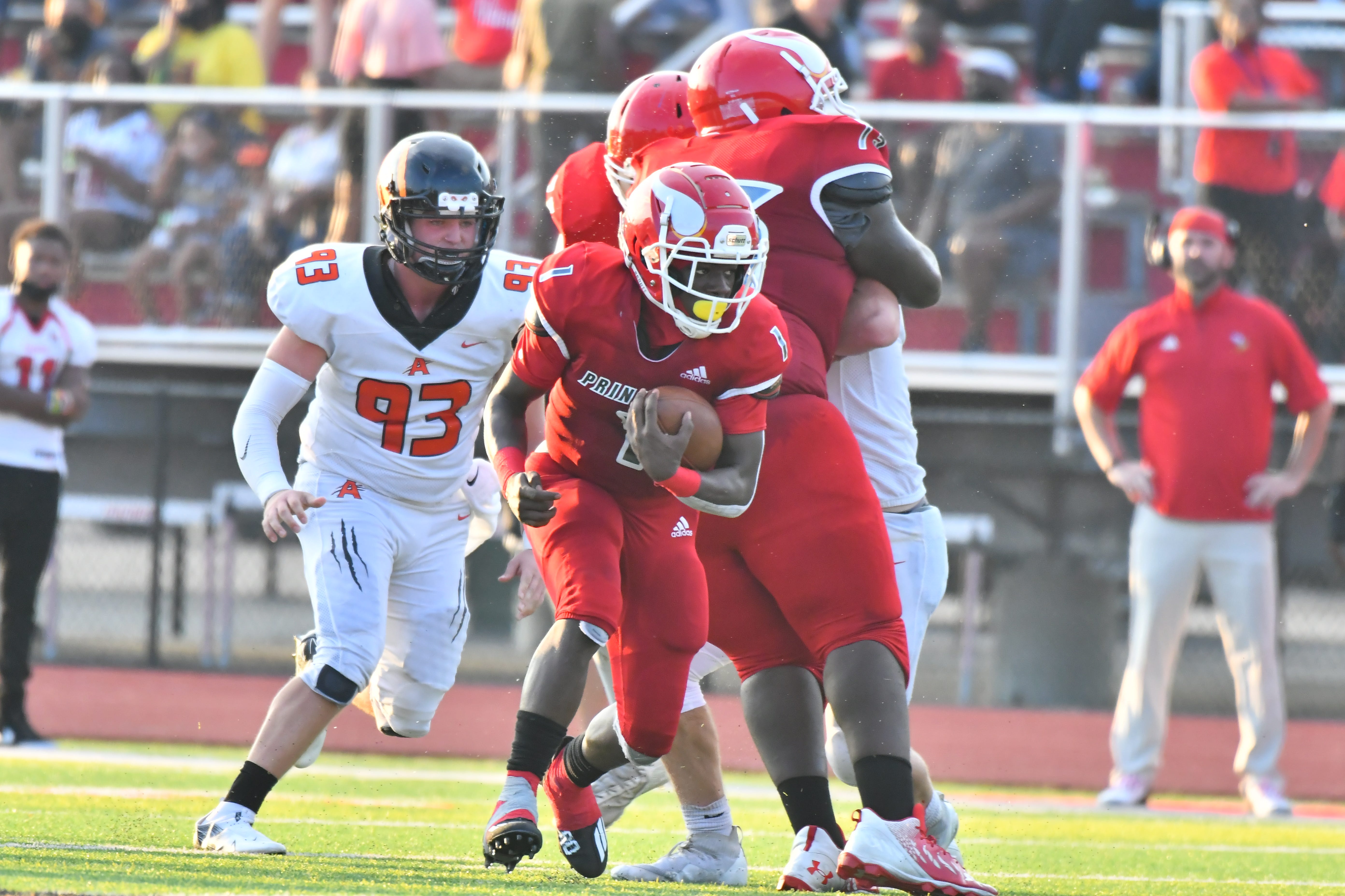 Maurice Borden of Princeton runs the ball against Anderson during the Skyline Crosstown Showdown on Friday, Aug. 19, 2021