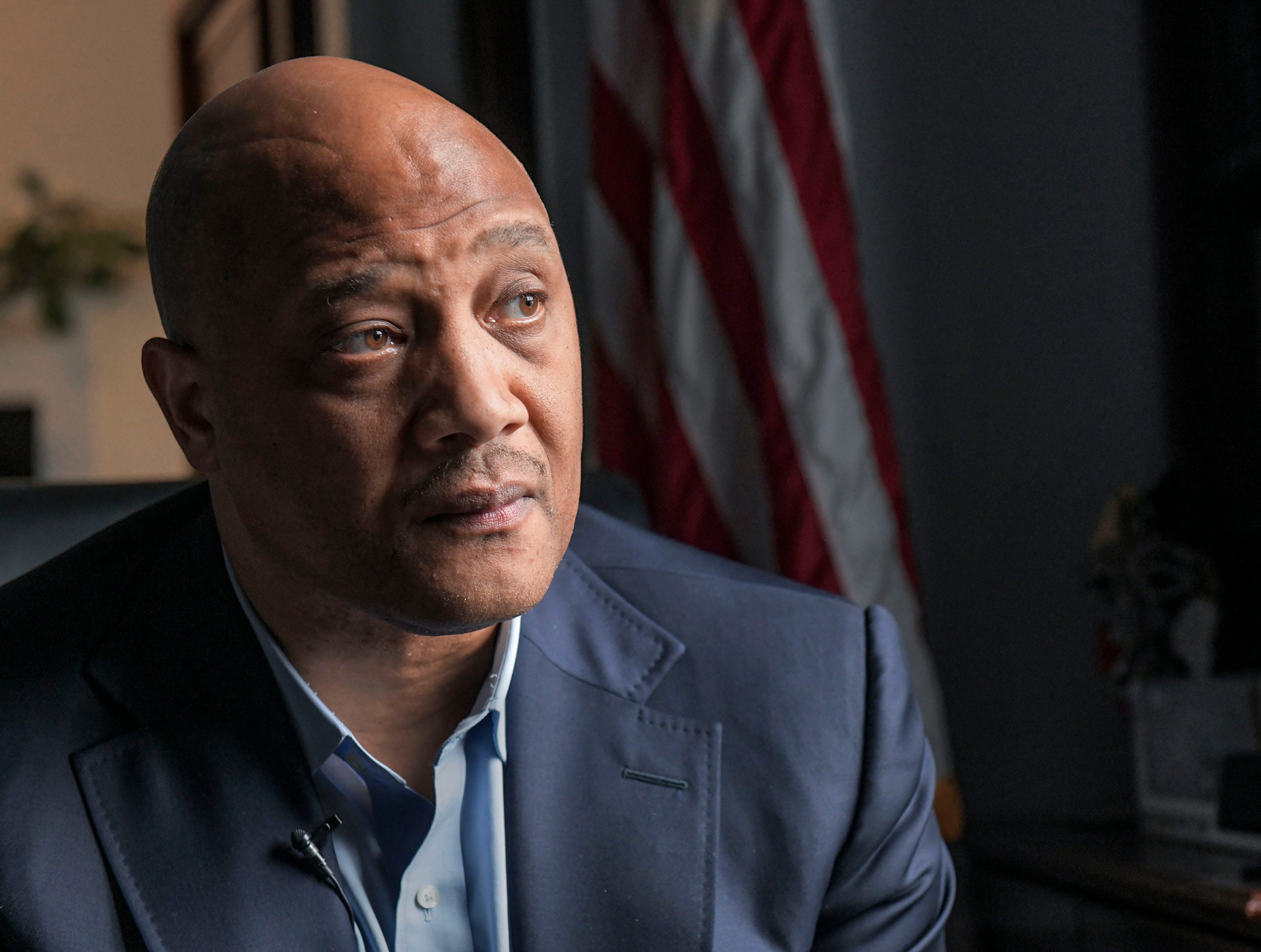 Rep. André Carson is interviewed in his office at the Rayburn Office Building on Aug. 16, 2021 in Washington, DC. Carson has represented Indiana's 7th congressional district since 2008.