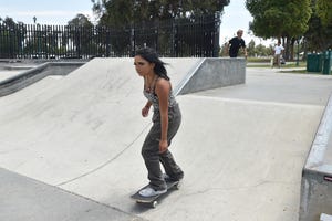 Rhianna Hernandez, 14, skates into the bowl at Bedford Pinkard Skate Park in Oxnard on Friday, Aug. 20, 2021 amid a group of other skaters. Ventura County's population grew more diverse in the the last decade with far fewer whites and more Latinos and residents of more than two races.