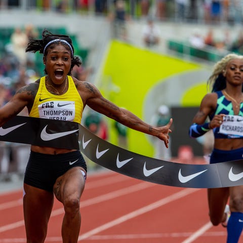 Jamaica's Elaine Thompson-Herah wins the 100 meter