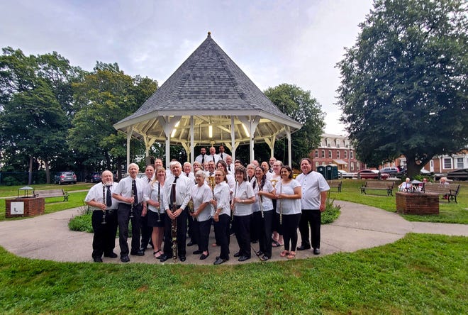 The Leominster Colonial Band gathers for a picture before its final concert of the 2021 season.