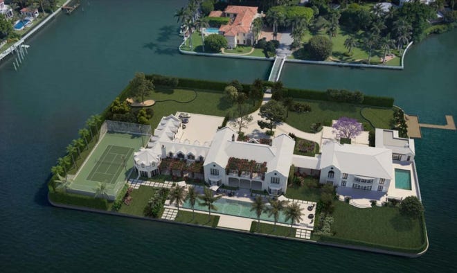 A concept rendering shows the renovated and expanded house that developer Todd Michael Glaser has envisioned for Tarpon Island. Plans were presented to the Landmarks Preservation Commission Aug. 18.