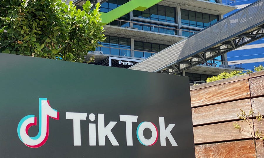 TikTok is seen on the side of the company's office space at the C3 campus in Culver City, on the westside of Los Angeles.