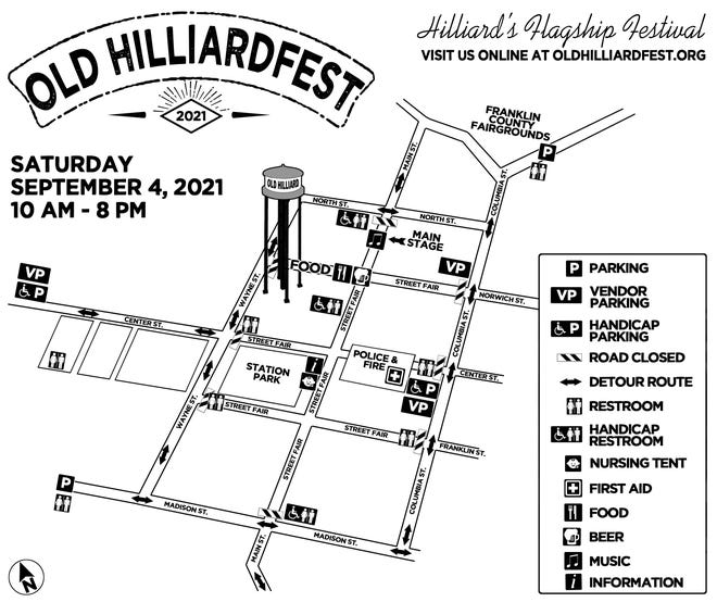 This map shows the boundaries of the Old Hilliardfest Art & Street Fair.