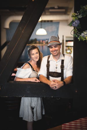 Markus and Stormy Hardt met at the Rheinblick German Restaurant in Canandaigua. Hardt is co-owner of the restaurant, which is scheduled to reopen Sept. 10.