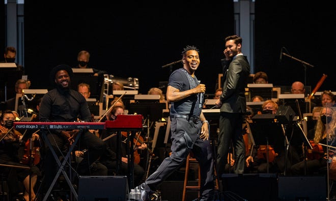 Nashville Symphony's Enrico Lopez-Yañez conducts the San Diego Symphony with hip-hop artist Nas earlier this month. The Nas show is coming to Nashville on Sept. 12, and Lopez-Yañez will conduct the Nashville Symphony.