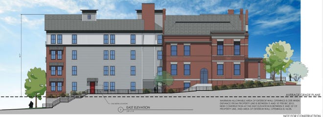 This rendering shows what the buildings will look like from the east side.