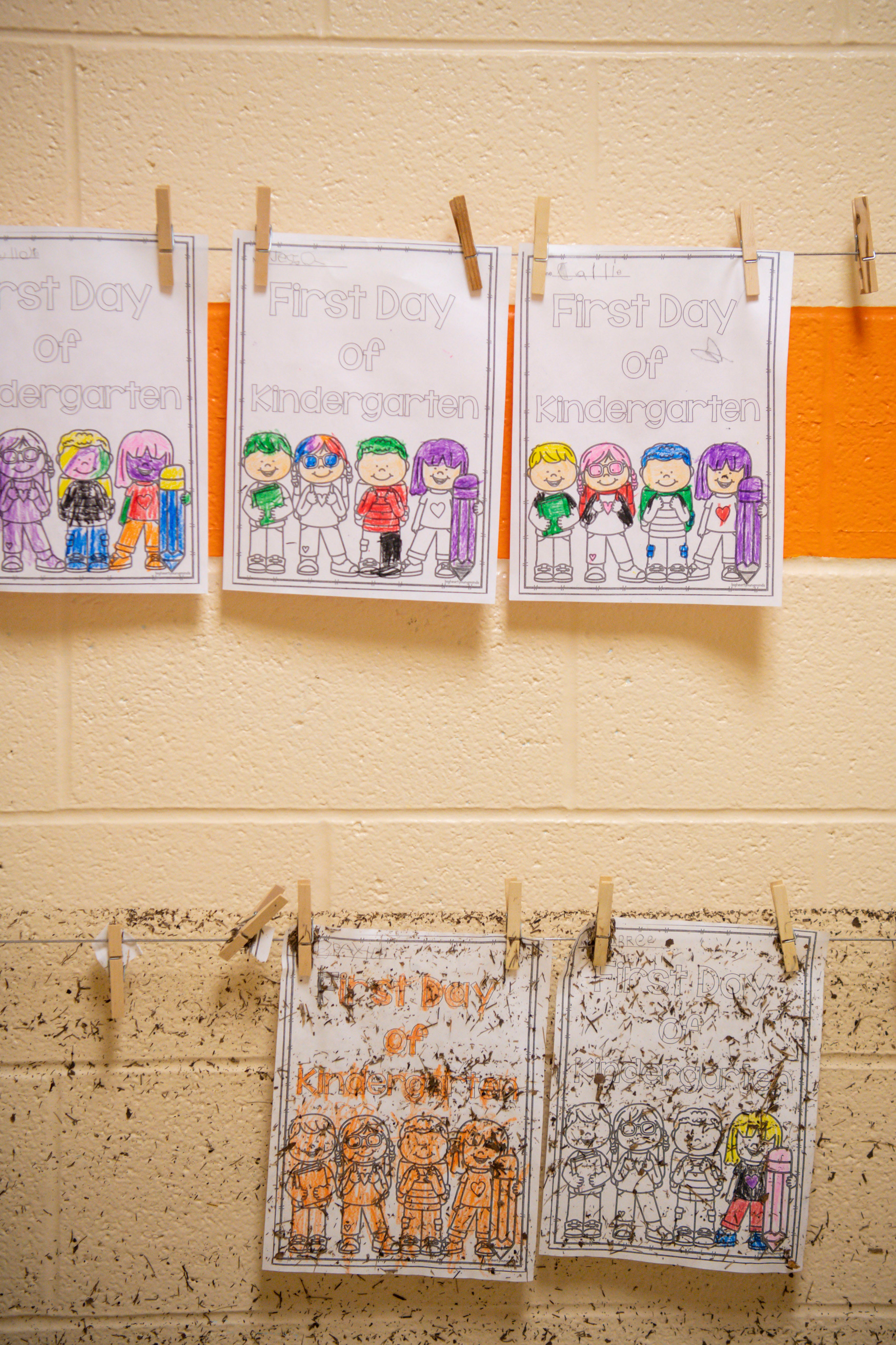 The water line of the flooding is seen in the hallway of the flood damaged Waverly Elementary School as seen on Wednesday, Aug. 25, 2021, after flash flooding swept through the town of Waverly, Tenn.