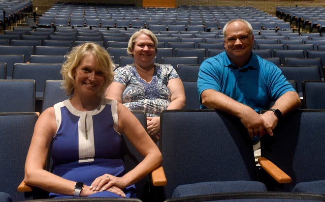 Sara Sharp, Stefanie Stanton, and Tim Stanton are the trio who put on the theatrical productions at Granville High School. The three work behind the scenes to help students produce three shows every year.