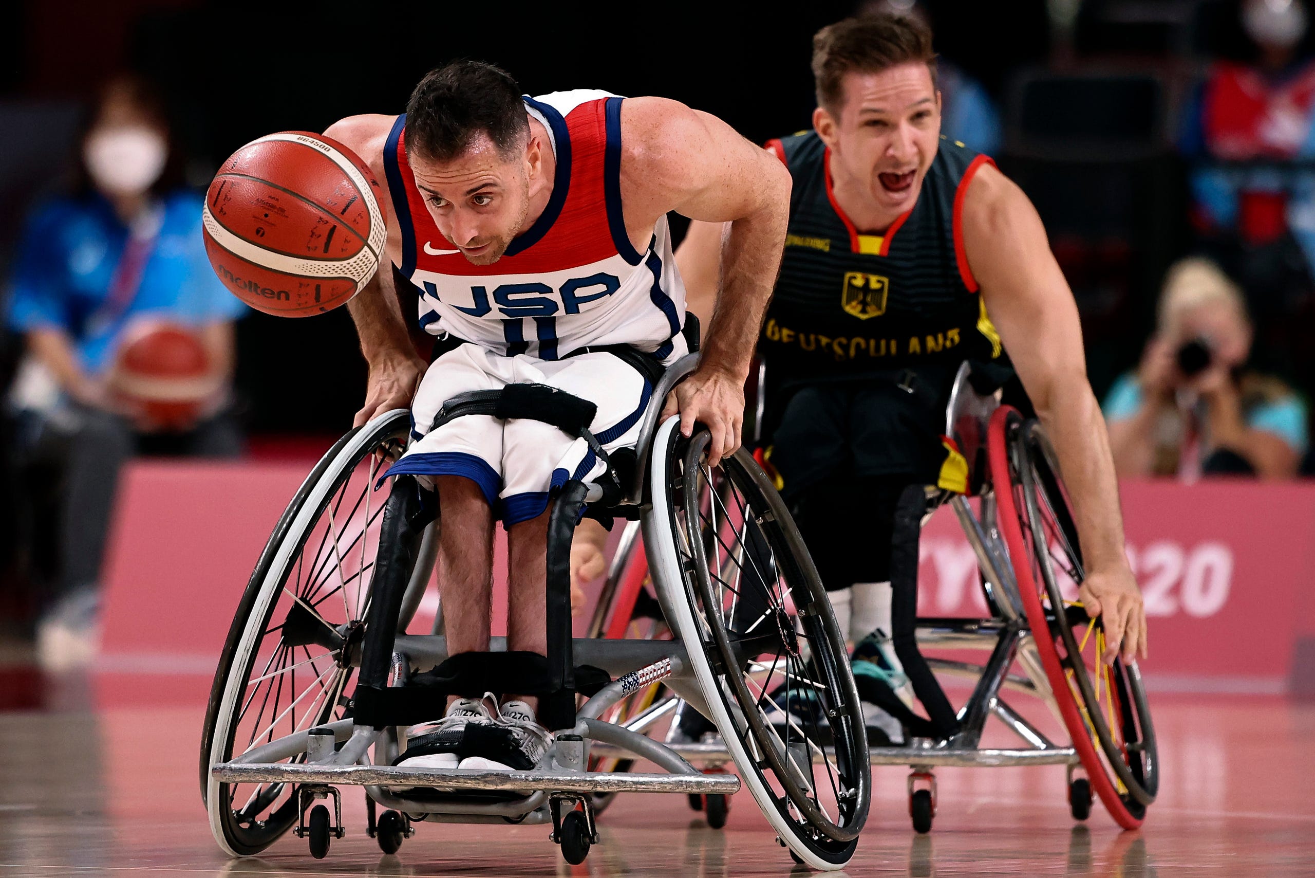 August 26, 2021: Steve Serio of Team USA controls the ball during the Men's Preliminary Round Group B match between Team United States and Team Germany on day 2 of the Tokyo 2020 Paralympic Games at Ariake Arena in Tokyo, Japan.