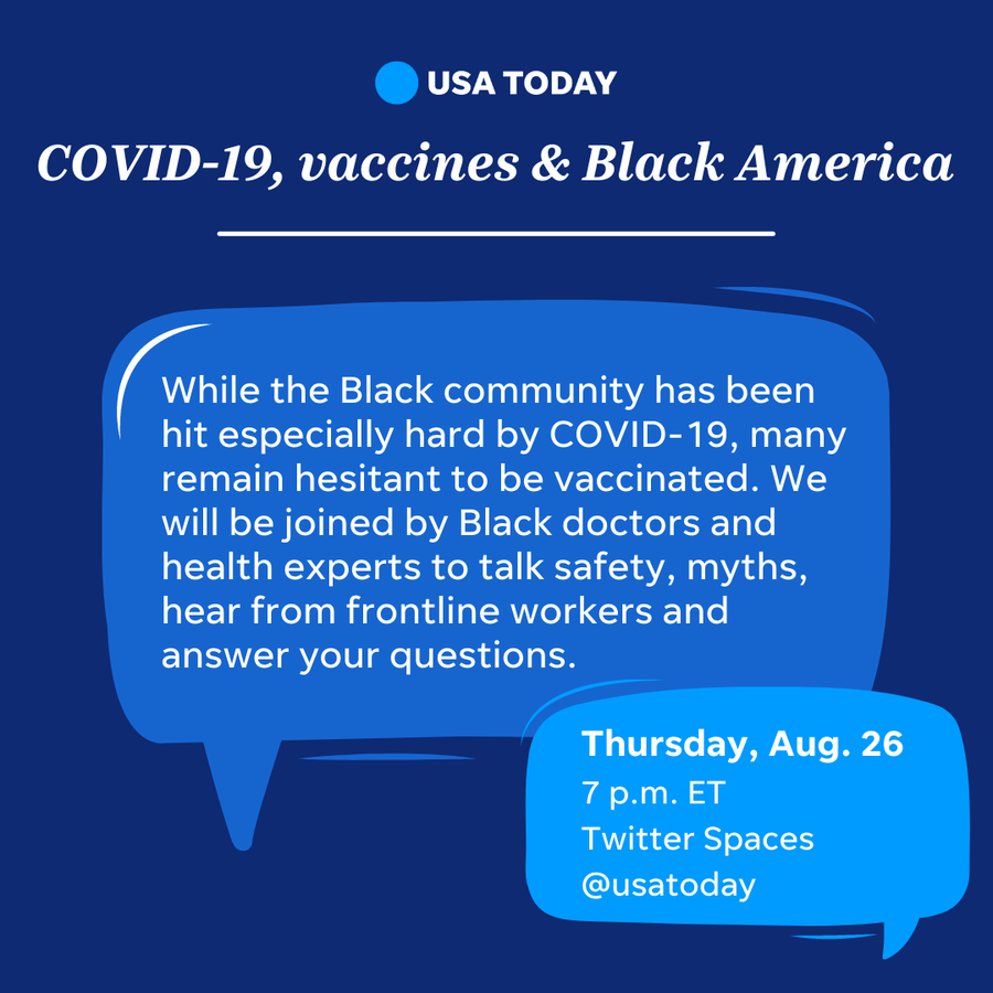 USA TODAY will host a conversation with Black doctors and health experts Thursday evening on Twitter spaces.