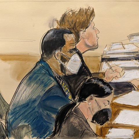 In this courtroom artist's sketch R. Kelly, left, 