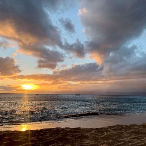 A summer sunset on the Hawaiian island of Maui
