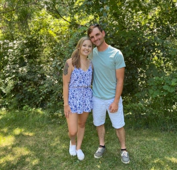 Michigan State University student and Leslie native Johnny Lindstrom, 25, who was injured in a crash on U.S. 127 Wednesday night, with his girlfriend Anna Giangrande