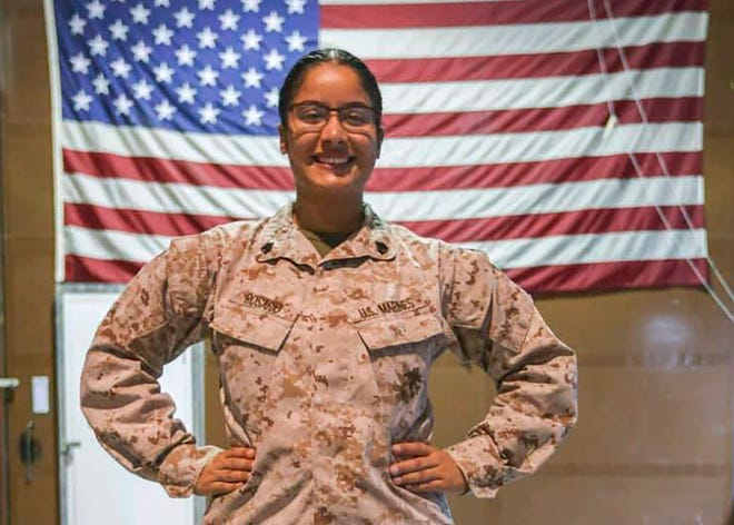 This May 29, 2021 photo released by the 5th Marine Expeditionary Brigade/U.S. Marines shows fallen Marine Corps Sgt. Johanny Rosariopichardo, 25, of Lawrence, Mass.