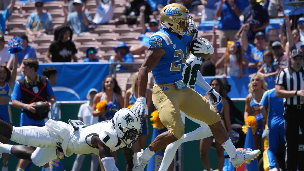 Zach Charbonnet scored three touchdowns in UCLA's season-opening win.