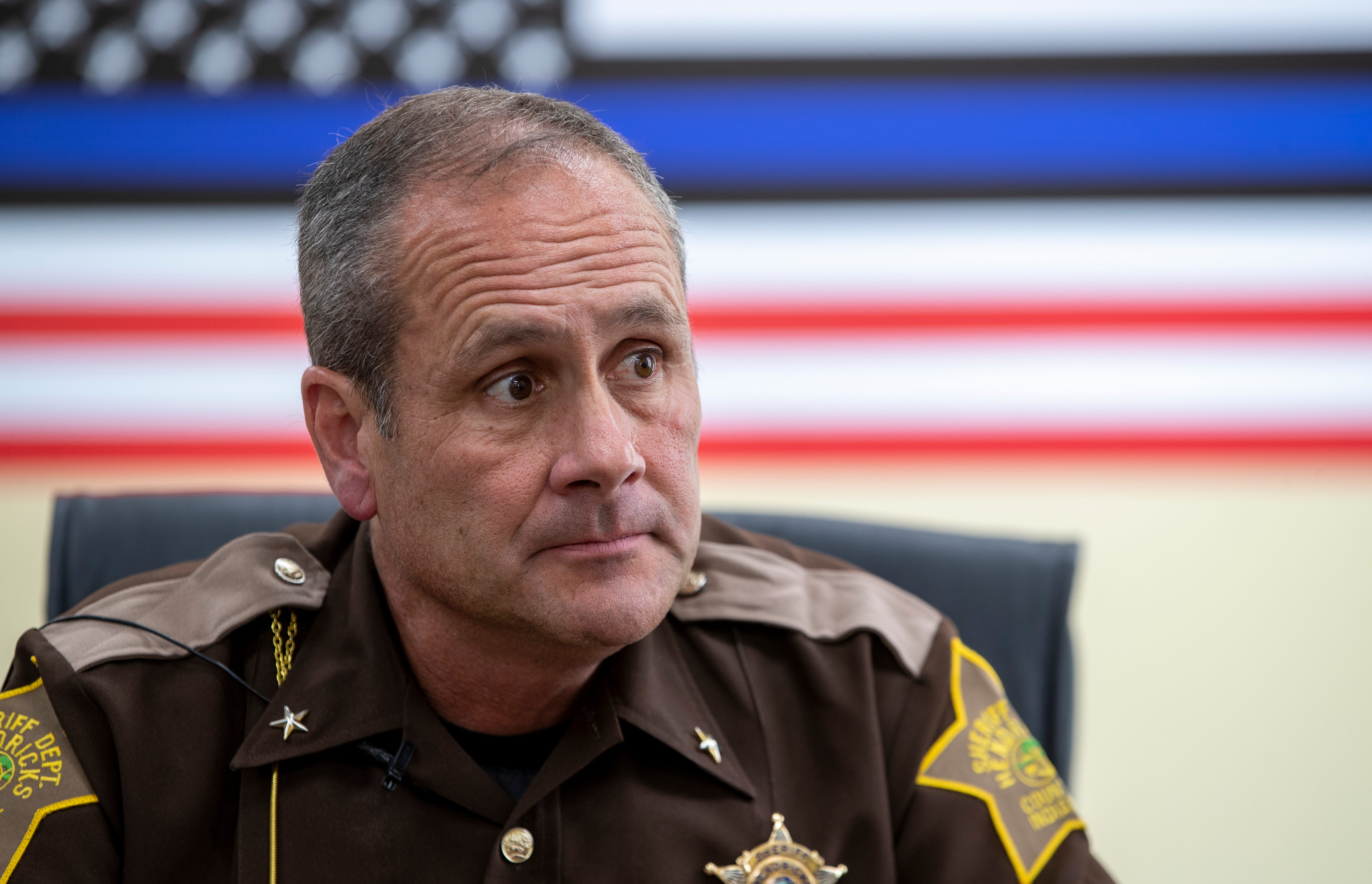 Brett Clark, Sheriff of Hendricks County, is President of the Indiana Sheriffs' Association at a meeting in Avon, on Wednesday, June 9, 2021. 