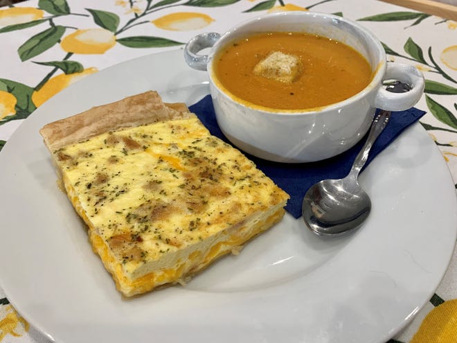 On the menu at The Curious Kitchen, 327 E. State St., Murfreesboro: Quiche and carrot tarragon soup.