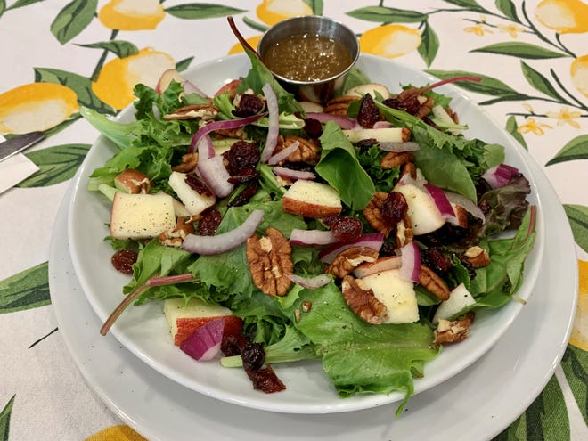 On the menu at The Curious Kitchen, 327 E. State St., Murfreesboro: the Rainbow salad has mixed greens topped with red onions, chopped apples, dried cranberries, pecans and feta cheese, served with house-made vinaigrette.