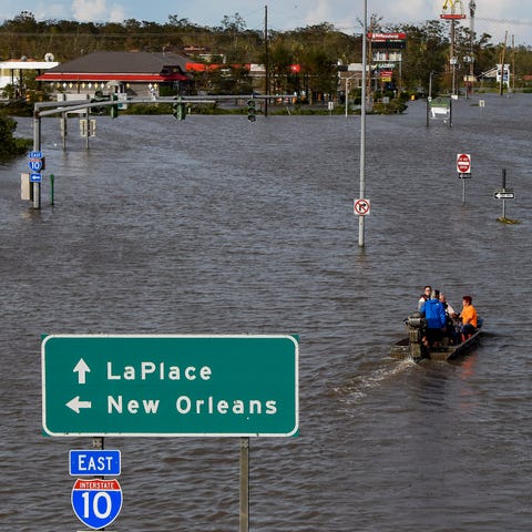 Highway 51 is flooded Aug. 30 near LaPlace, La., a