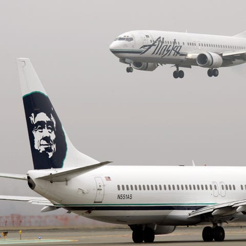 An Alaska Airlines plane comes in for a landing as