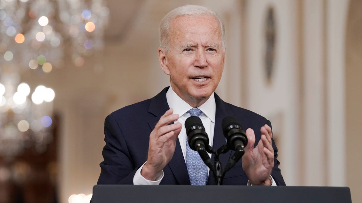 President Biden addresses the nation following the end of the American mission to Afghanistan on August 31, 2021.