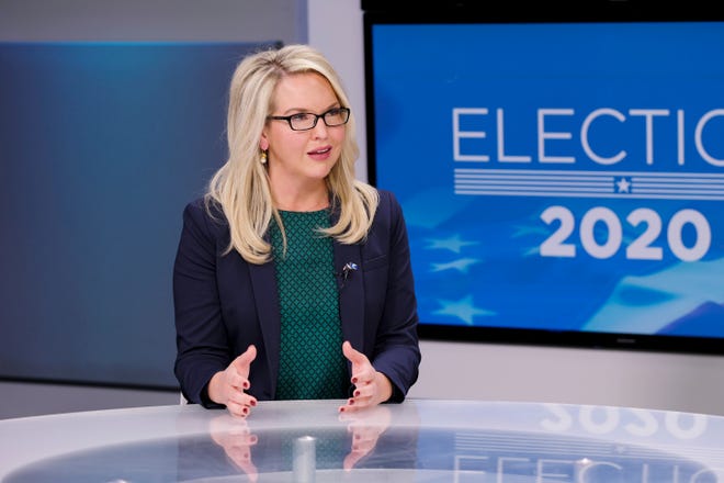 Democrat Abby Broyles speaks about her U.S. Senate campaign during an interview at The Oklahoman in October, 2020.