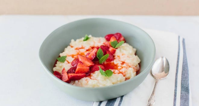 Carolina Gold Rice Pudding with Strawberries