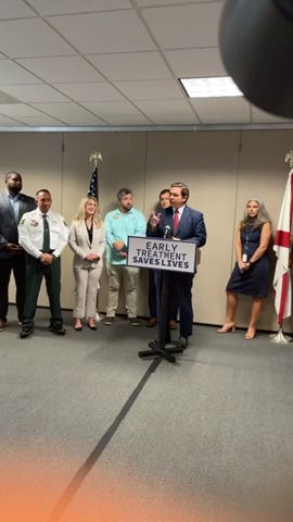 Gov. Ron DeSantis held a press conference Wednesday in Fort Myers, where he spoke about the benefits of monoclonal antibody treatment for COVID-19.