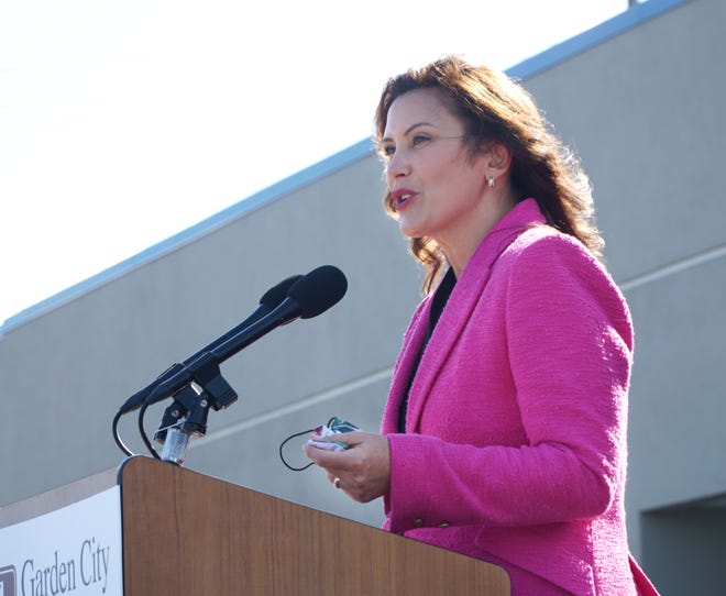 Michigan Gov. Gretchen Whitmer speaks at the grand opening of the new Westland Community Health Center at 35700 Warren Road in Westland on Sept. 1, 2021.