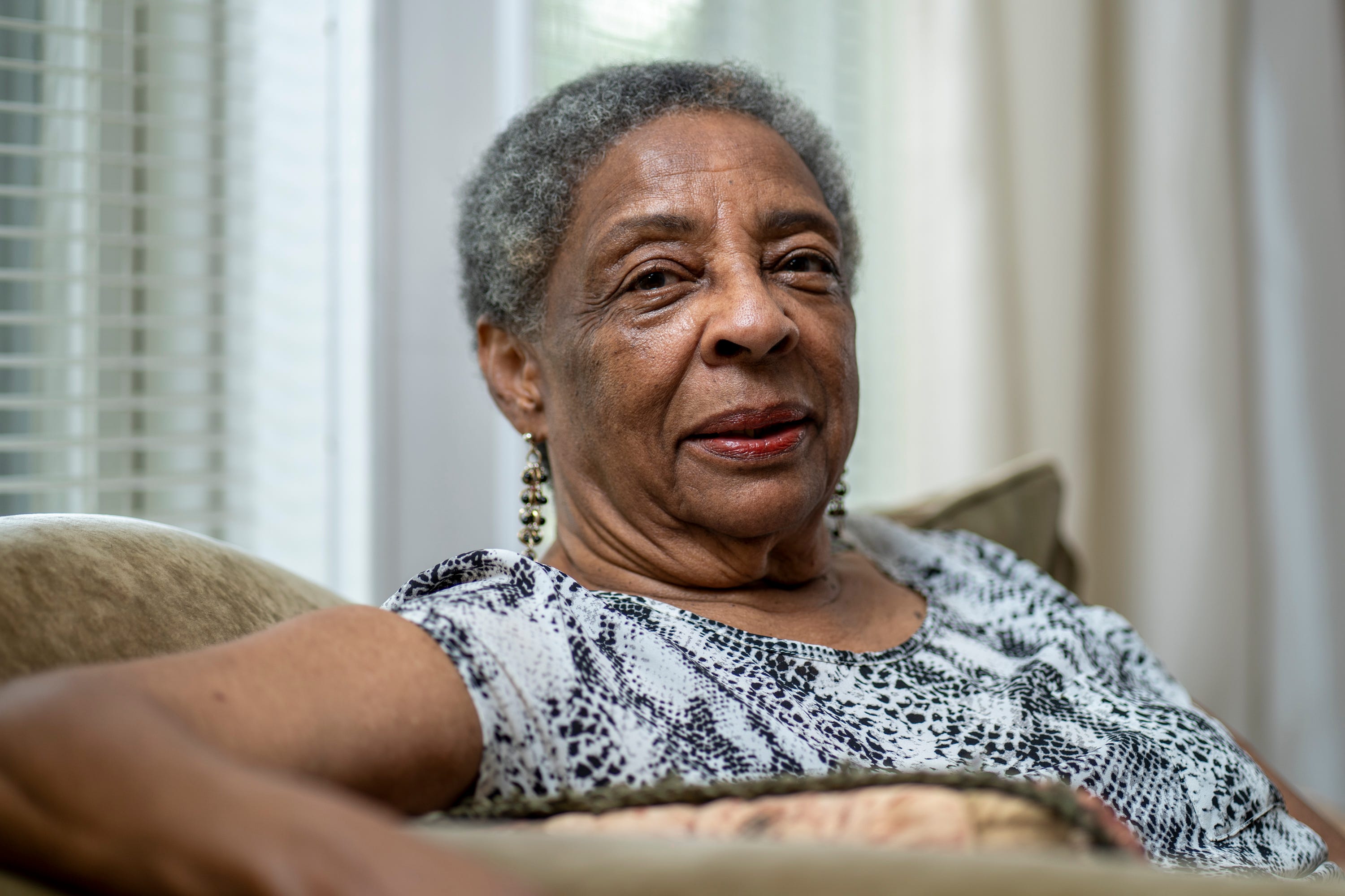 August 1, 2021; St. Louis, Mo., USA; August 1, 2021; St. Louis, Mo.; Ethel Sawyer Adolphe, one of the Tougaloo Nine students who demonstrated in the sit-in at Jackson Municipal Library, sits for a portrait in her living room.



On March 27, 1961, nine Black college students sat at a table in the “whites only’’ public library in Jackson, Mississippi. They were quickly arrested, sparking a campaign that would energize the community and students at other black colleges in Mississippi to hold prayer vigils, boycotts and marches against segregation. Experts said the effort would also help mobilize young activists in other states.. Mandatory Credit: Jasper Colt-USA TODAY ORG XMIT: USAT-458442 [Via MerlinFTP Drop]