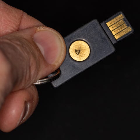 An encrypted USB security key is a physical device