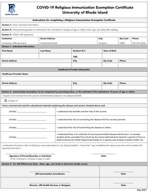 Hundreds of URI students have obtained religious vaccine exemptions Hundreds of URI students have obtained religious vaccine exemptions