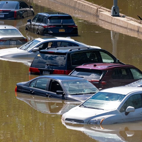 Cars are stranded by high water Sept 2 on the Majo