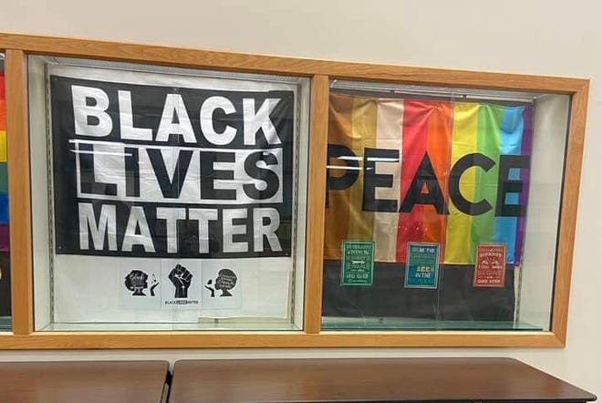 Black Lives Matter and gay pride displays in the hallway at Rock Bridge High School were recently removed, dividing two local parents' groups.