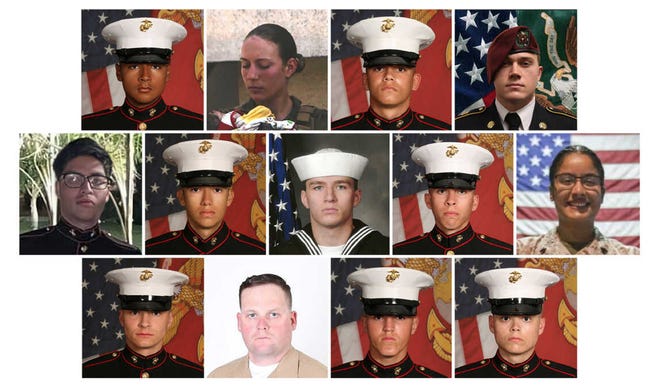 Thirteen American heroes who were killed in Afghanistan.