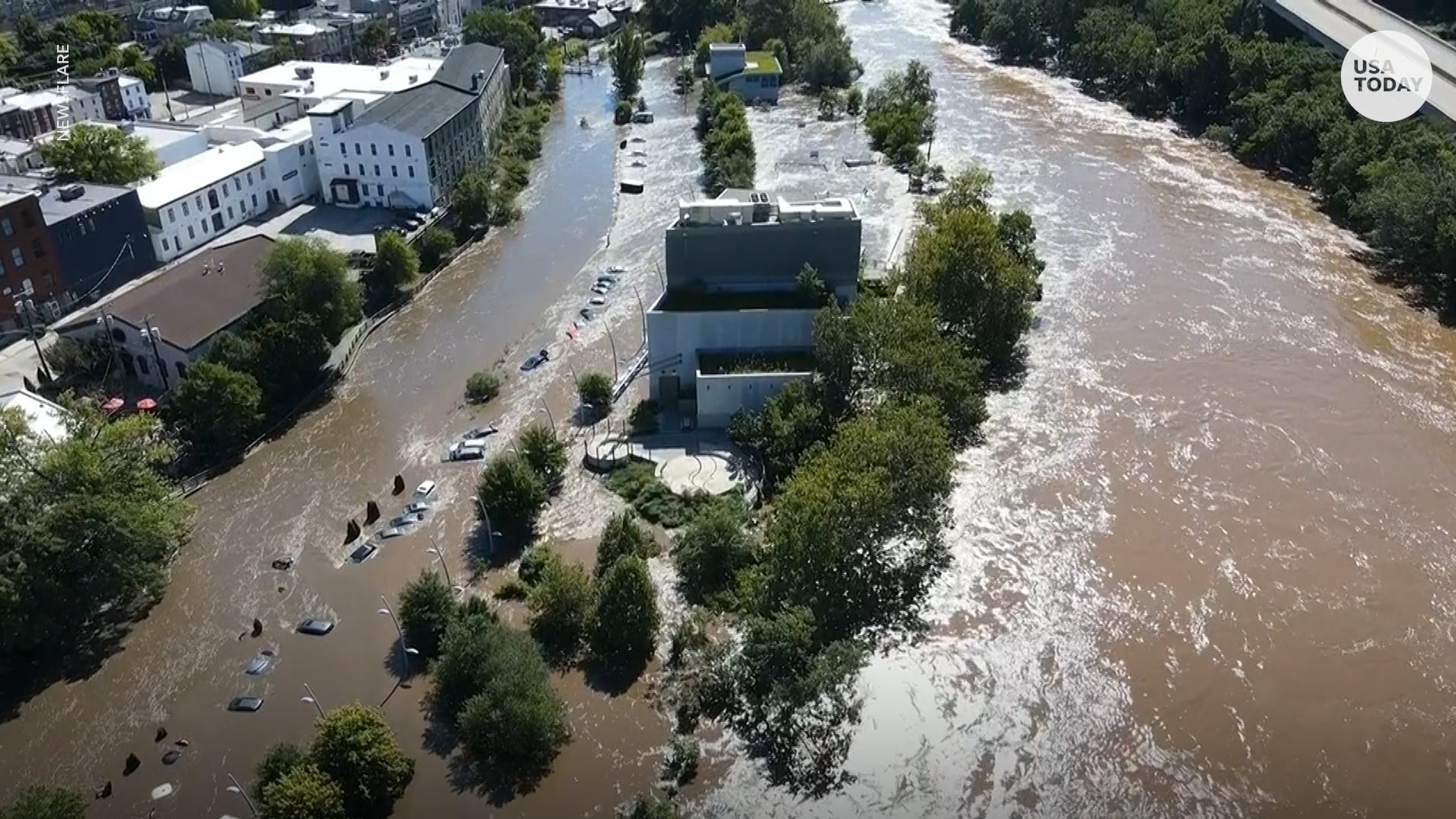 Drone footage shows devastating flooding in Philadelphia | USA TODAY