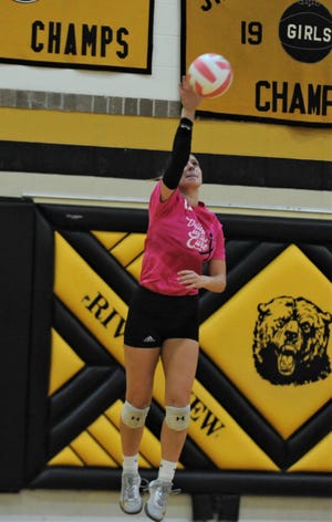 River View's Kayla Dulgar serves the ball against Ridgewood earlier this season. Dulgar was voted the District 5 Division II player of the year by the coaches.