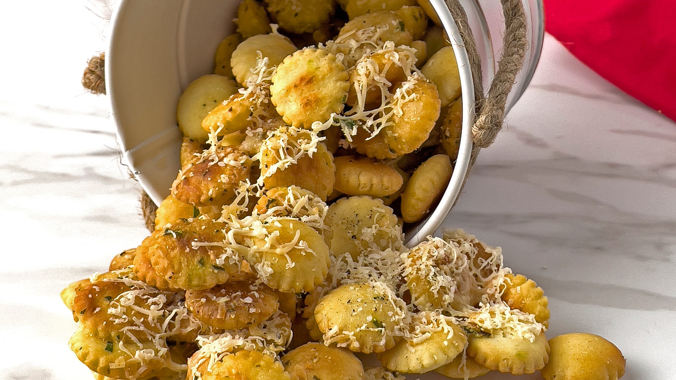 Float a boatload of Parmesan Garlic Oyster Crackers for snack time