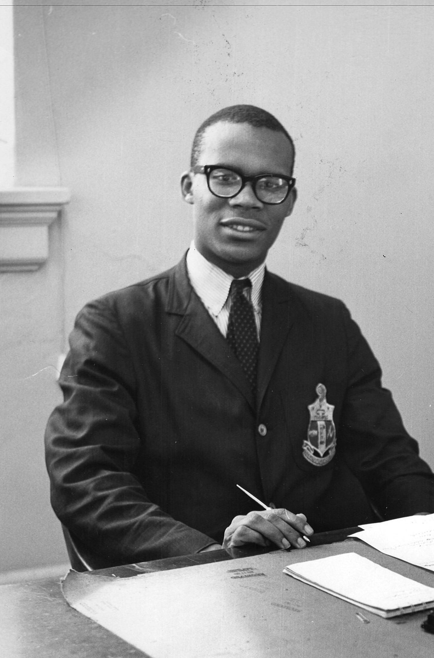 Larry Gibson as a student at Howard University. Gibson was a Howard University sophomore when he and his classmates participated in the November 1961 sit-ins being conducted throughout Anne Arundel County as part of the Route 40 desegregation campaign in Maryland. Two years later, he would be Howard student body president.